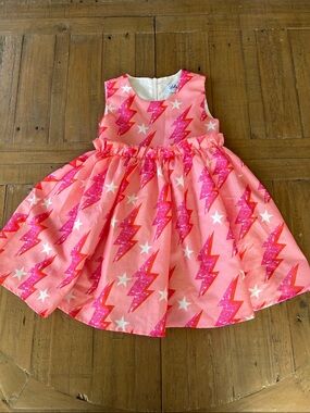 Lola + the boys pink lightening bolt fit and flared dress girls 4